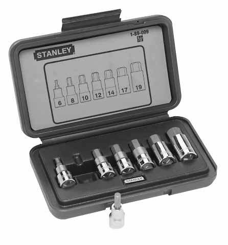 STANLEY Zestaw kluczy nasadowych 1/2" z końcówką sześciokątną (imbusowych) - 7szt. (6-19mm)  89-099