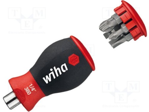 WIHA 3801-01 Uchwyt na bity Stubby z magazynkiem, magnetyczny, 1/4" 33736