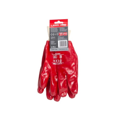 LAHTI PRO Rękawice powlekane PCV czerwone rozmiar 10 /L240110K/