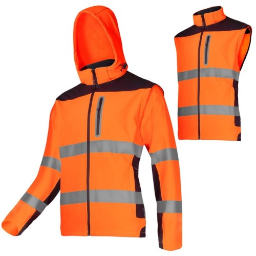 LAHTI PRO Kurtka robocza Softshell ostrzegawczy  z odpinanymi rękawami roz. M /L4092202/