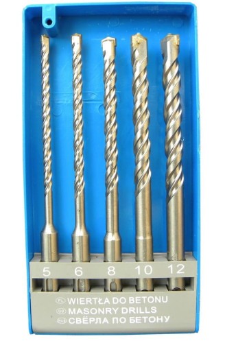 PROLINE Wiertła do betonu SDS Plus komplet 5 sztuk (5,6,8,10,12x160mm) 90005