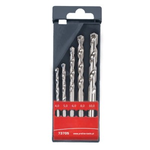 PROLINE Wiertła do betonu 5 sztuk (4, 5, 6, 8, 10 mm), pudełko plastikowe,  73705