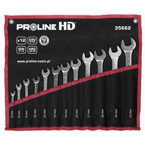 PROLINE Zestaw kluczy oczkowo-płaskich szt.12 (6-22mm),DIN 3113 CV 35662
