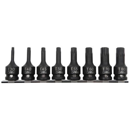 PROLINE Zestaw bitonasadek udarowych 8 sztuk, 1/2” TORX T30-T80 18492