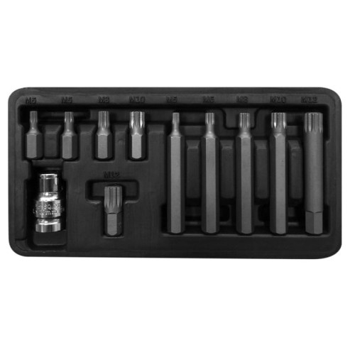PROLINE Zestaw końcówek 3/8", SPLINE M5-M12, L=30/75mm, 11sztuk 10744