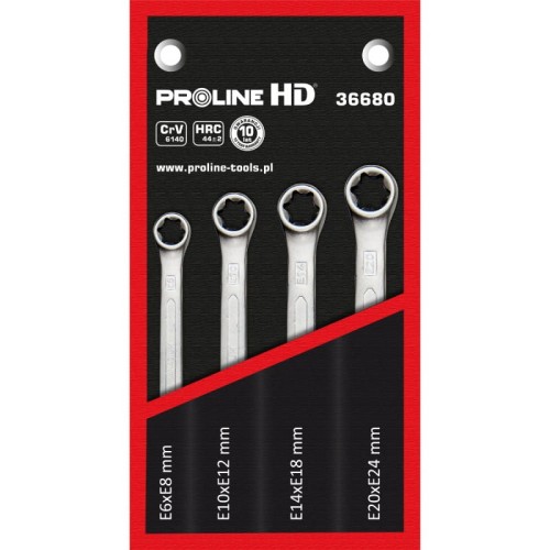 PROLINE Klucze oczkowe TORX, komplet 4 sztuk, E6-E24, 36680