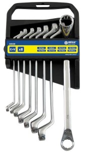 MEGA Klucze oczkowe odgięte 6-22 mm, zestaw 8 elementów, CrV /36528/