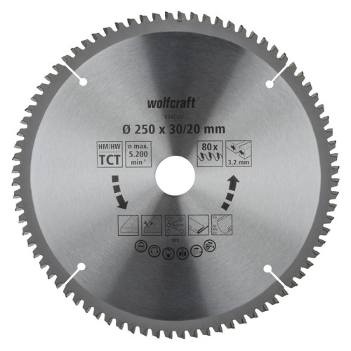 WOLFCRAFT Piła tarczowa do ukośnic  250x30/20x3,2 mm HM