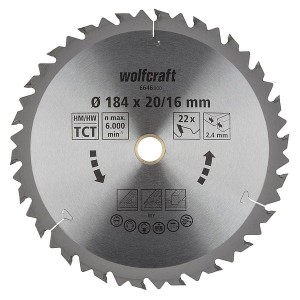 WOLFCRAFT Tarcza HM do pilarek ręcznych, Fi 184 (seria brązowa),  6646000
