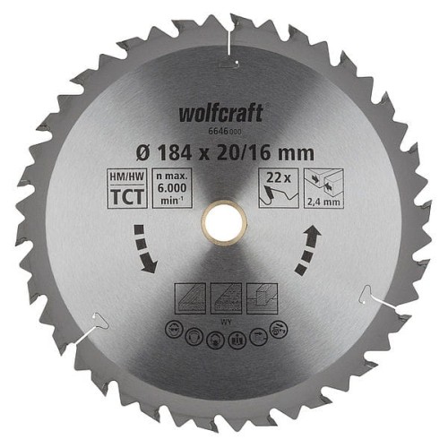 WOLFCRAFT Tarcza HM do pilarek ręcznych, Fi 184 (seria brązowa),  6646000