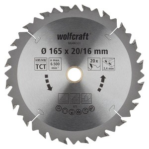 WOLFCRAFT Tarcza HM do pilarek ręcznych, Fi 165 (seria brązowa),  6644000