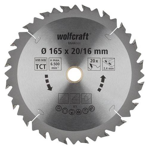 WOLFCRAFT Tarcza HM do pilarek ręcznych, Fi 165 (seria brązowa),  6644000
