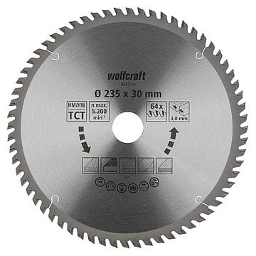 WOLFCRAFT Tarcza HM do pilarek ręcznych, Fi 235 ( seria pomarańczowa),  6635000