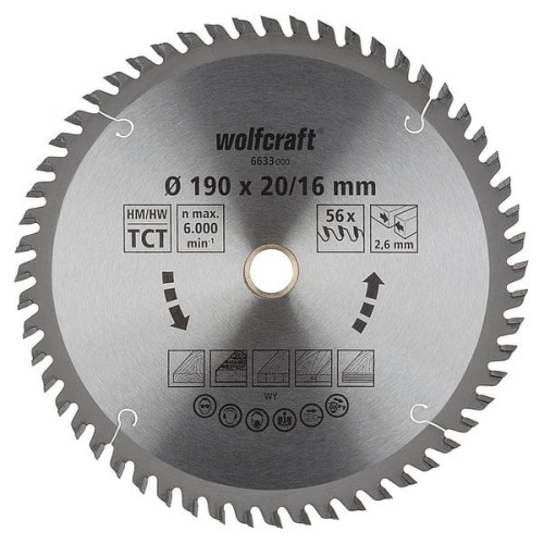 WOLFCRAFT Tarcza HM do pilarek ręcznych, Fi 190 ( seria pomarańczowa),  6633000