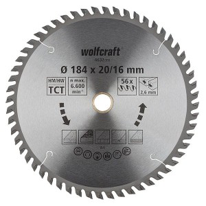 WOLFCRAFT Tarcza HM do pilarek ręcznych, Fi 184 ( seria pomarańczowa),  6632000