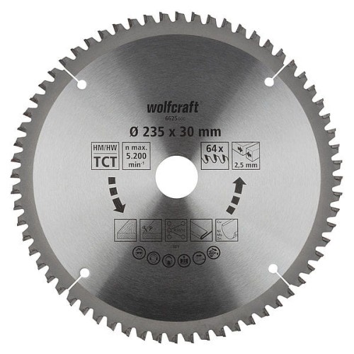 WOLFCRAFT Tarcza HM do pilarek ręcznych, Fi 235,  6625000