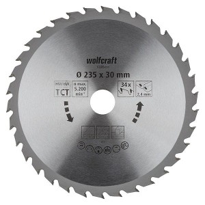 WOLFCRAFT Tarcza HM do pilarek ręcznych, Fi 235 (seria zielona),  6385000