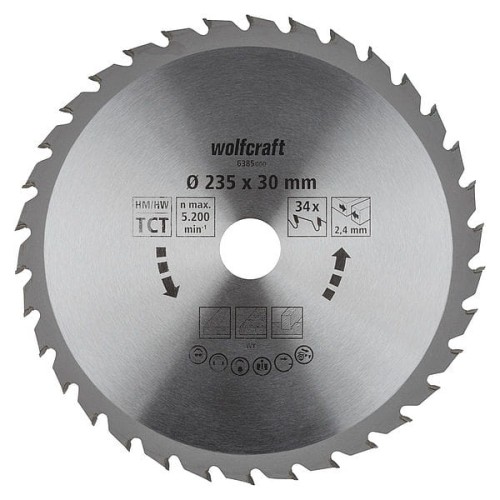 WOLFCRAFT Tarcza HM do pilarek ręcznych, Fi 235 (seria zielona),  6385000