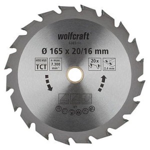 WOLFCRAFT Tarcza HM do pilarek ręcznych, Fi 165 (seria zielona),  6365000