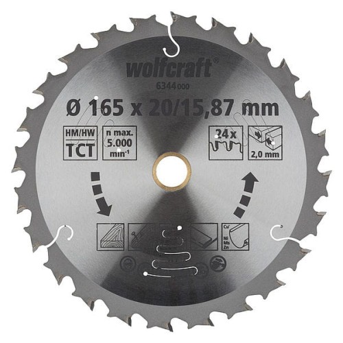 WOLFCRAFT Tarcza HM do pilarek akumulatorowych, Fi 165,  6344000