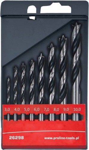 PROLINE Kpl 8szt wierteł do drewna 3.0-10.0mm 26298