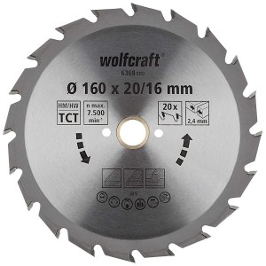 WOLFCRAFT Piła tarczowa widia 20 zębów 160x20 6368000