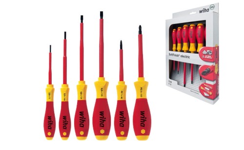 WIHA Zestaw wkrętaków płaskich/ PZ, SoftFinish electric, 6-cz 25477