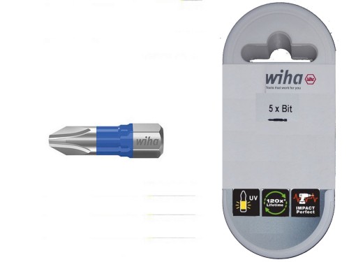WIHA Zestaw 5 szt. bitów w pudełku T-BIT 25 mm PH1 41598