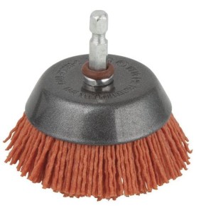 WOLFCRAFT Szczotka nylon czolowa trzpień 6mm śr.  65mm czerwona-zgrubna 1506000