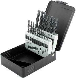 ABRABORO Zestaw wierteł HSS-R DIN 338 czarnych, 19 szt, fi 1-10x0,5mm 00191085