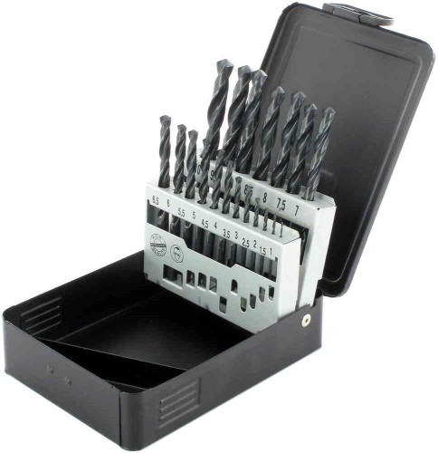 ABRABORO Zestaw wierteł HSS-R DIN 338 czarnych, 19 szt, fi 1-10x0,5mm 00191085