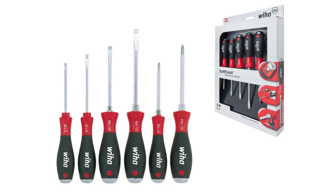 WIHA Zestaw wkrętaków płaskich/ krzyżowych PZ do pobijania , SoftFinish, 6 sztuk 21251
