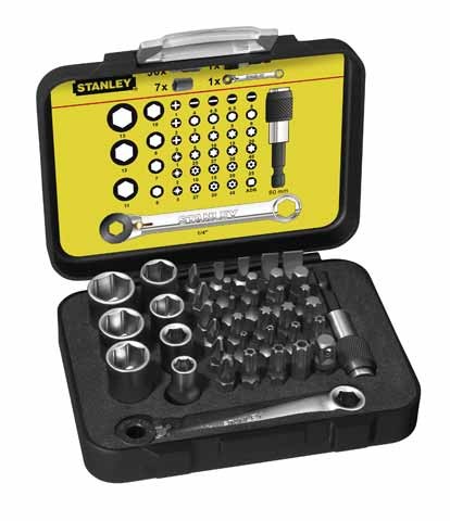 STANLEY Zestaw bitów, klucz z grzechotką 1/4"  13-907