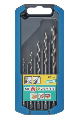 WOLFCRAFT Zestaw wierteł do metalu HSS-G 2-6 mm Wolfcraft - trzpień 6-kąt 7121000