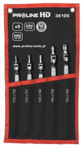 PROLINE Zestaw kluczy przegubowych Torx ProlineHD 5-cz. T15-T60 36105