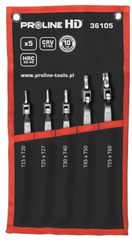 PROLINE Zestaw kluczy przegubowych Torx ProlineHD 5-cz. T15-T60 36105