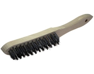 WOLFCRAFT Szczotka ręczna drut stalowy falisty 4-rzędowa uchwyt drewniany 2723000