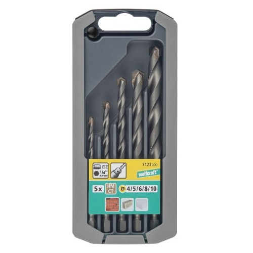 WOLFCRAFT Zestaw wierteł do kamienia HM 4 - 10 mm 7123000