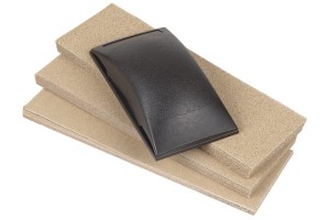 WOLFCRAFT Zestaw szlifierski - klocek szlifierski gumowy + paski ścierne 70 x 210mm Gr. 40 60 80 100 120 (po 10 szt z każdej) 2898000