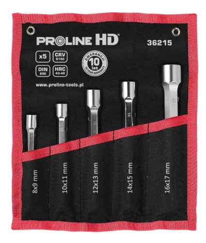PROLINE Klucze rurowe dwustronne CrV, 5szt, 8-17mm, ProlineHD