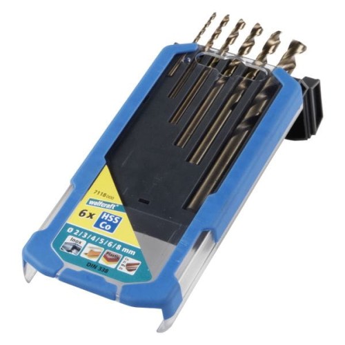 WOLFCRAFT Zestaw wierteł do metalu HSS-Co DIN 338 2 - 8 mm [6 szt.] 7118000