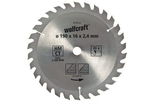 WOLFCRAFT Piła tarczowa widia  śr. 160 x 20 x 24 mm  20 zębów 6733000