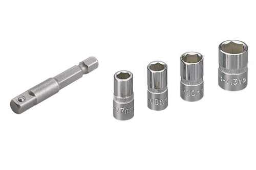 WOLFCRAFT Komplet kluczy nasadowych do wkrętarki  7-8-10-13 mm (kwadrat 1/4") + adapter 1/4" 2413000